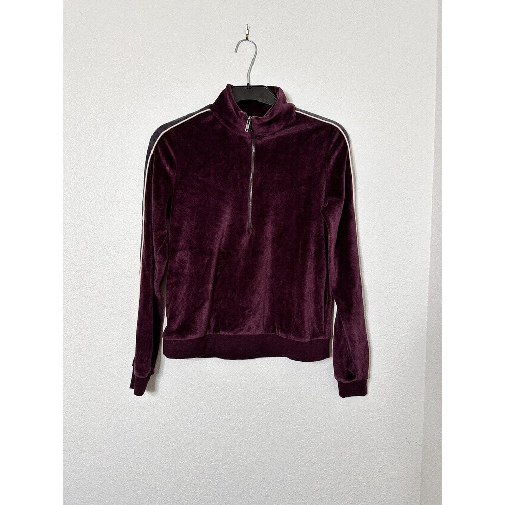 Fabletics Britt Pullover Half-Zip Velour Pullover Sweatshirt Burgundy Women's XS